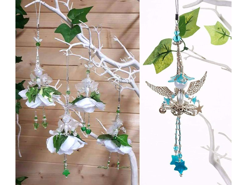 Items from Beaded Flower Fairy workshop at Scarlets Fairy Folk